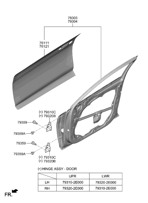 2021 Kia K5 Panel-Front Door Out Diagram for 76121L3000