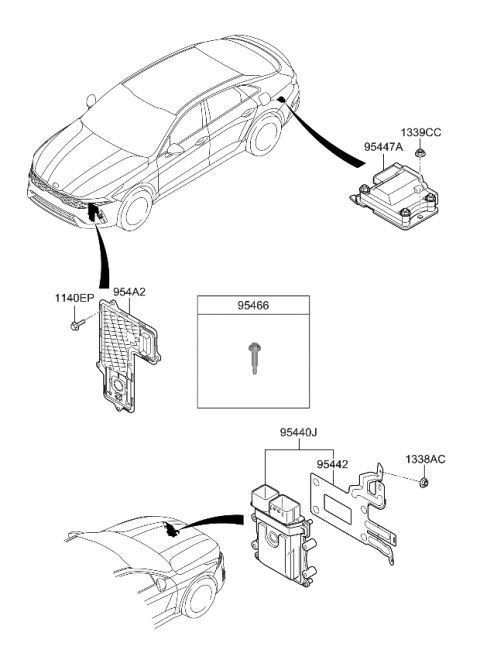 2023 Kia K5 T/M Control Unit Diagram for 954404GCV0