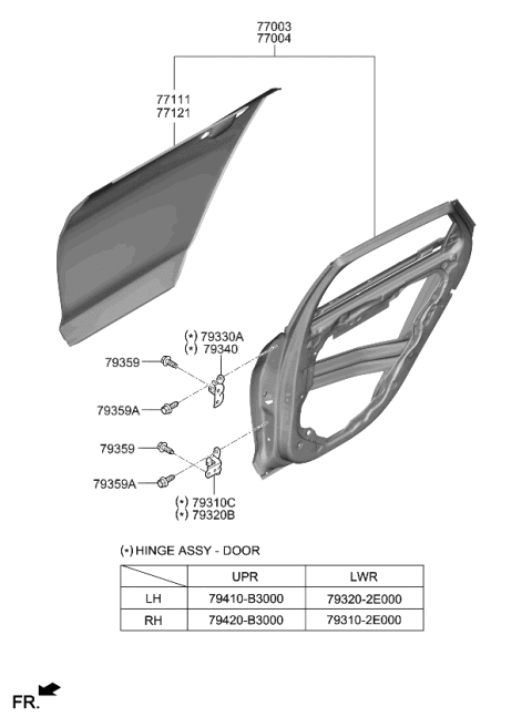 2021 Kia K5 Panel Assembly-Rear Door Diagram for 77003L3000