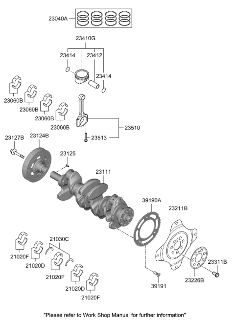 2023 Kia K5 Ring Set-Piston Diagram for 230402M700