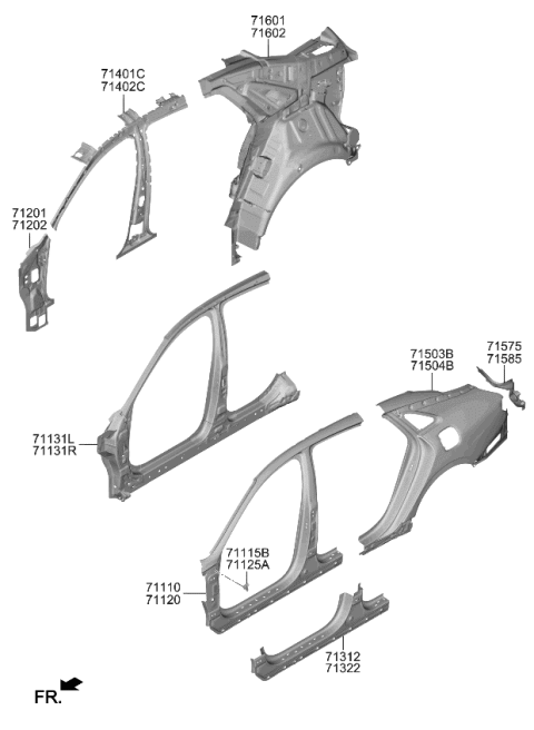 2023 Kia K5 REINF Assembly-Side OTR Diagram for 71140L3000