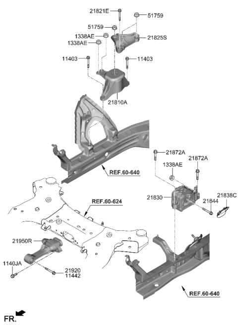 2021 Kia K5 Engine & Transaxle Mounting Diagram 1