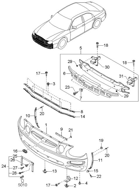 2003 Kia Spectra Rivet Diagram for K902574808