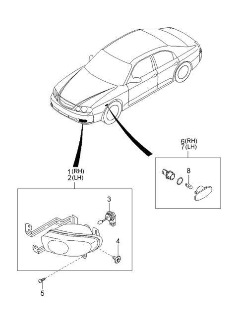 2001 Kia Spectra Lamp-Front Combination Diagram 2