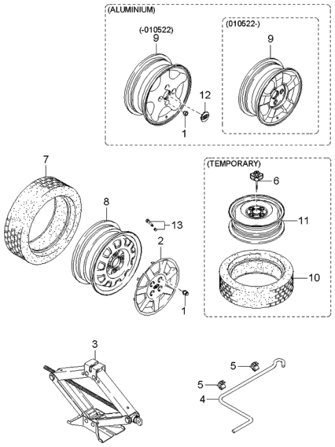 2002 Kia Spectra Wheel-Disc,Aluminum Diagram for K9965635540