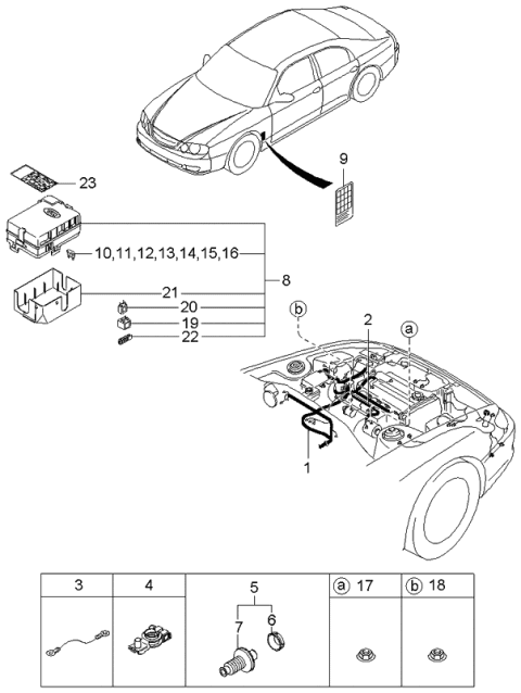 2000 Kia Spectra Engine & Transmission Wiring Harnesses Diagram 2