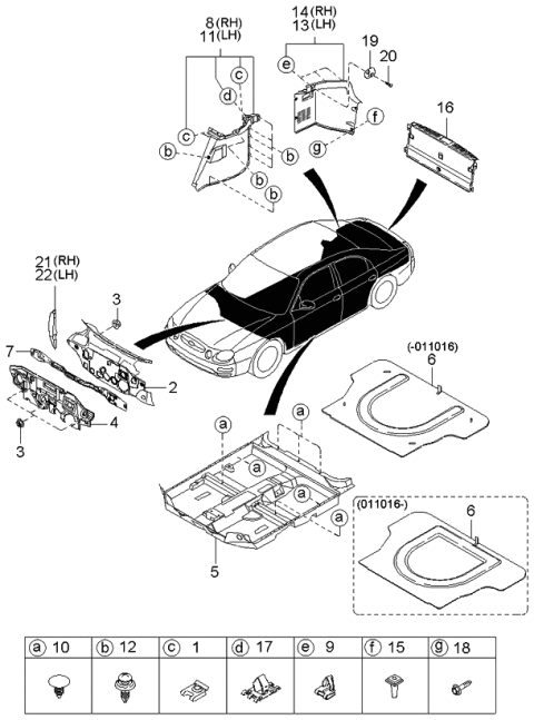 2000 Kia Spectra Trim-Trunk End Diagram for 0K2BJ68961H96