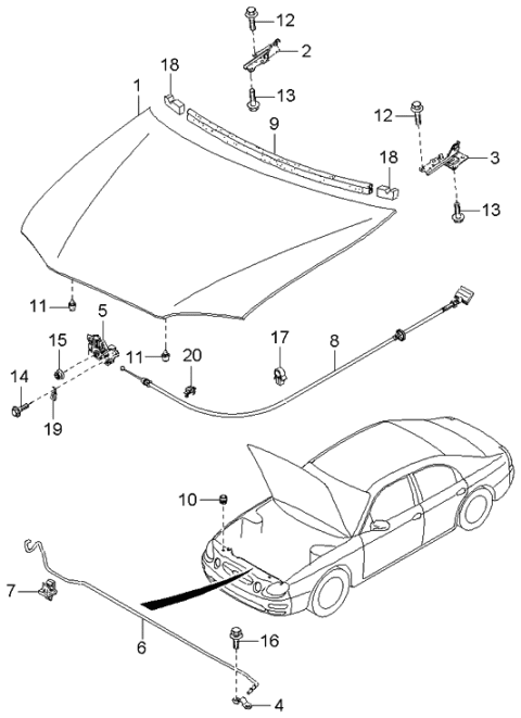 2003 Kia Spectra Hood Diagram 1