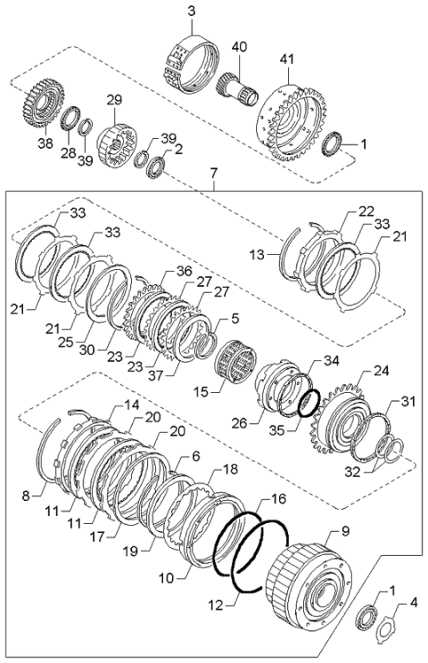2004 Kia Spectra Hatchback (Old Body Style) Clutches & Planetary Gears Diagram