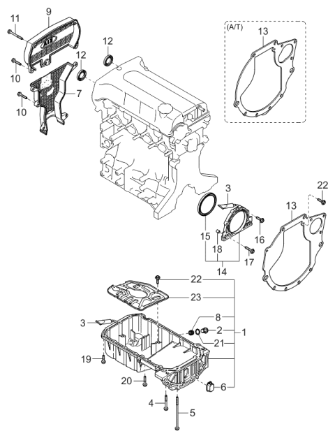 2001 Kia Spectra Oil Pan & Timing Cover Diagram 2