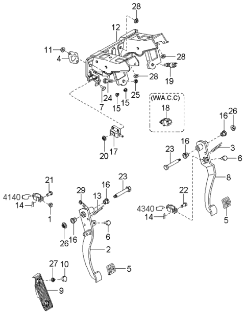 2004 Kia Spectra Clutch & Brake Pedal Diagram 2
