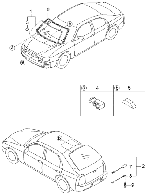 2004 Kia Spectra Window Glasses Diagram