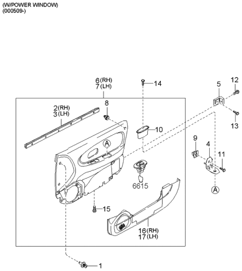 2000 Kia Spectra Trim-FDOOR,RH Diagram for 1K2DK6842096