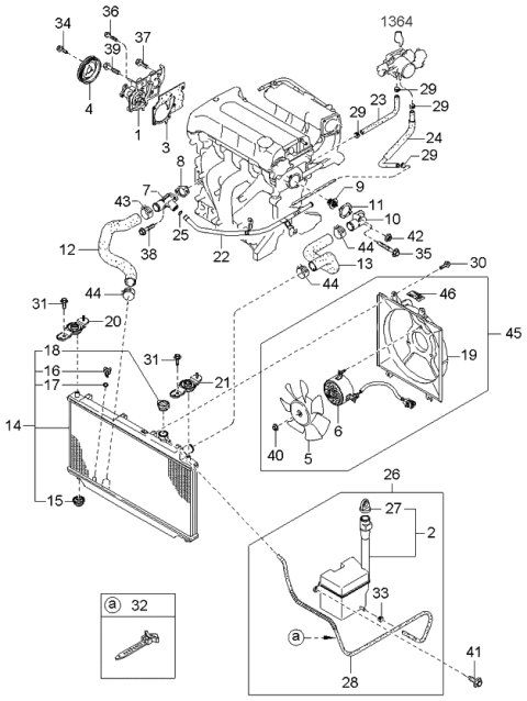 2004 Kia Spectra Cooling System Diagram 1