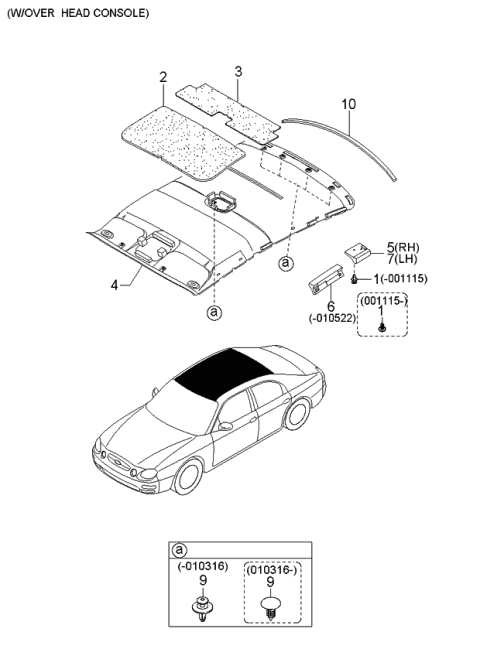 2001 Kia Spectra Top Ceiling Diagram 2