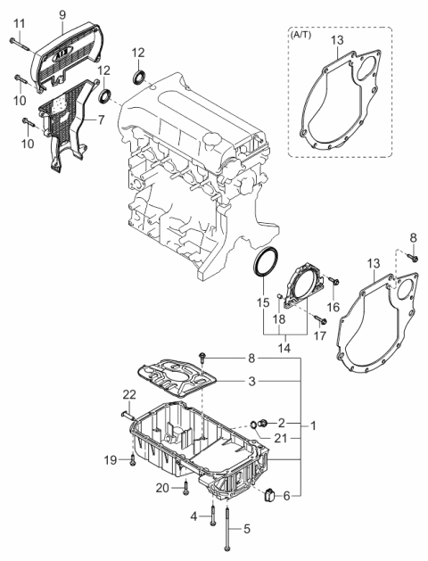 2004 Kia Spectra Oil Pan & Timing Cover Diagram 1