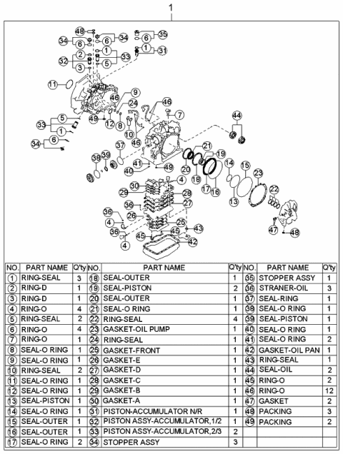 2000 Kia Spectra Gasket & Seal Kit Diagram