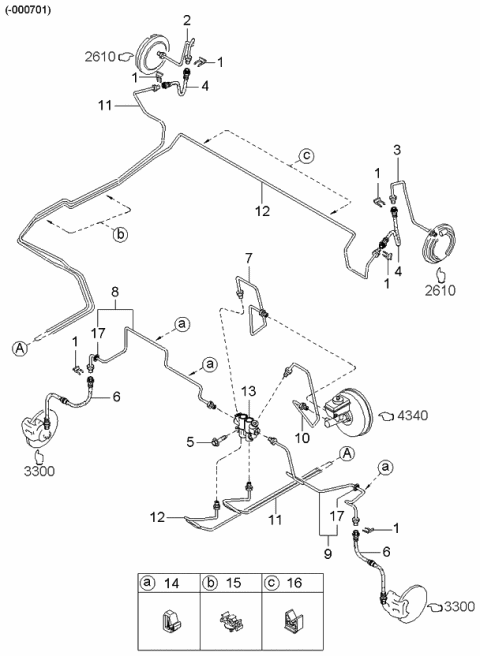 2003 Kia Spectra Brake Pipings Diagram 1