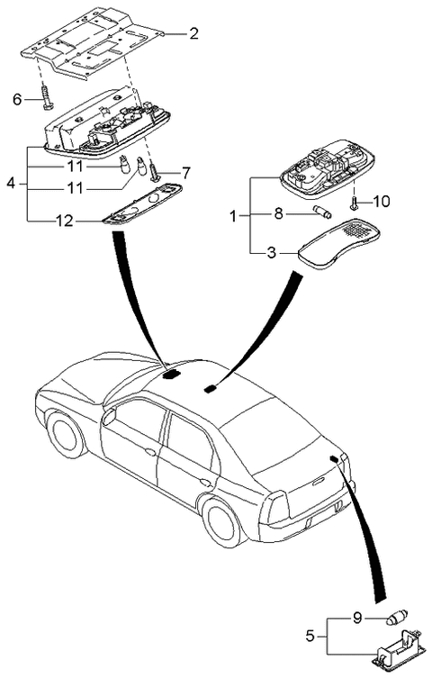 2001 Kia Spectra Interior Lamps Diagram 1