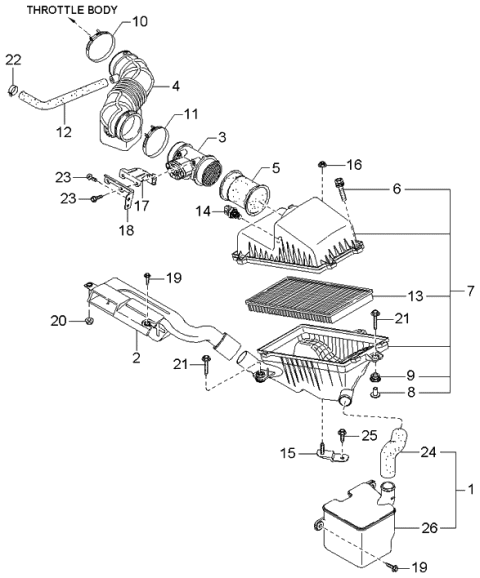 2002 Kia Spectra Air Cleaner Diagram 2