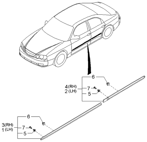 2002 Kia Spectra Side Protector Diagram