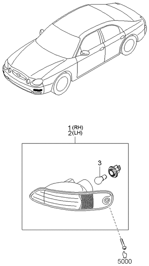 2000 Kia Spectra Lamp-Front Combination Diagram 1