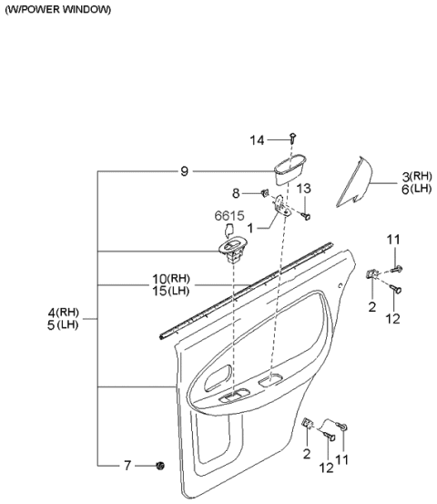 2001 Kia Spectra Trim Assembly-Rear Door,RH Diagram for 1K2AA68520Y3