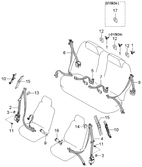 2003 Kia Spectra Seat Belts Diagram 2