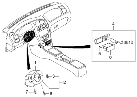 2002 Kia Spectra Panel Assembly-Center Diagram for 0K2S355210AME