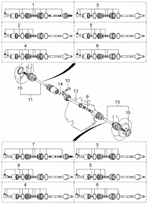 2002 Kia Spectra Shaft Assembly-Drive,RH Diagram for 0K2AE2550XA