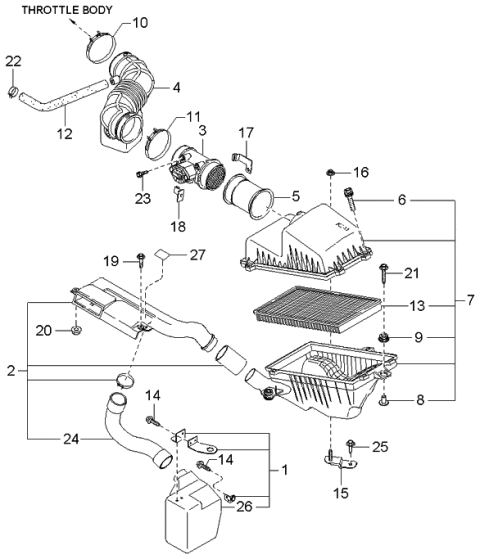 2004 Kia Spectra Air Cleaner Diagram 1