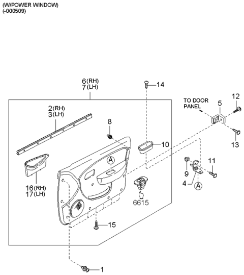 2002 Kia Spectra Trim & Related Parts-Front Door Diagram 3