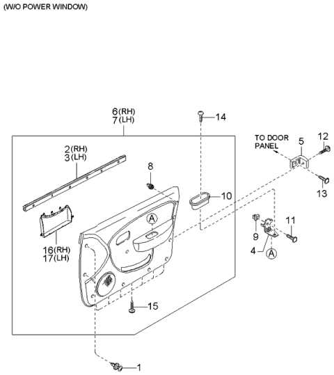 2003 Kia Spectra Trim & Related Parts-Front Door Diagram 2