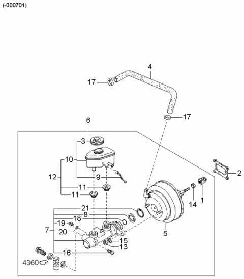 2000 Kia Spectra Brake Master Cylinder & Power Brake Diagram 2