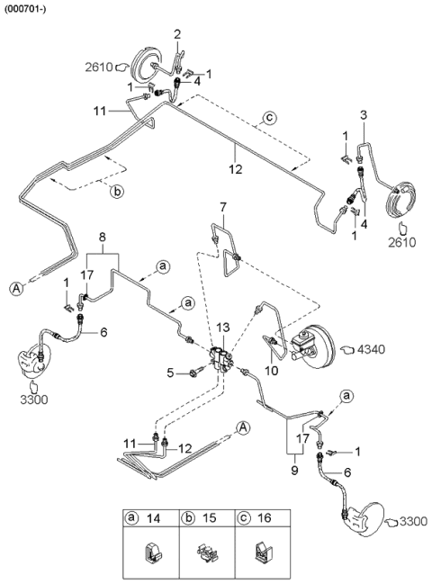 2001 Kia Spectra Brake Pipings Diagram 3