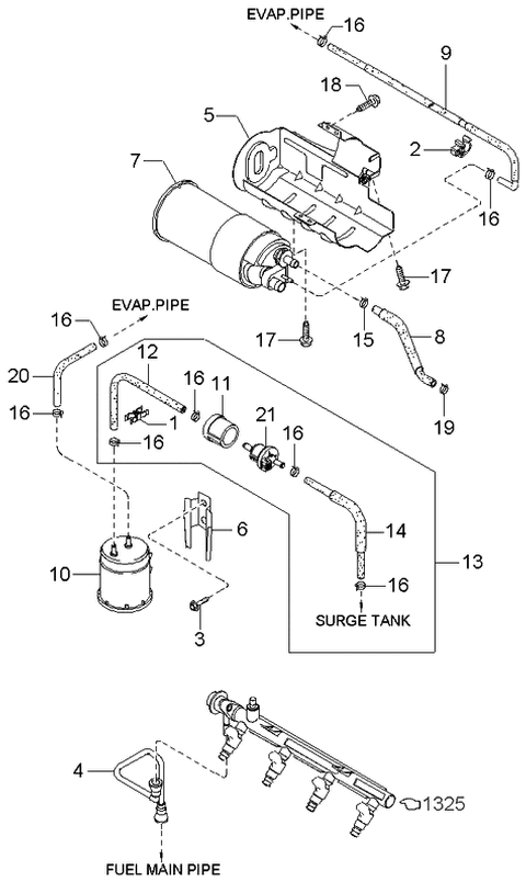 2000 Kia Spectra Fuel System Diagram 1