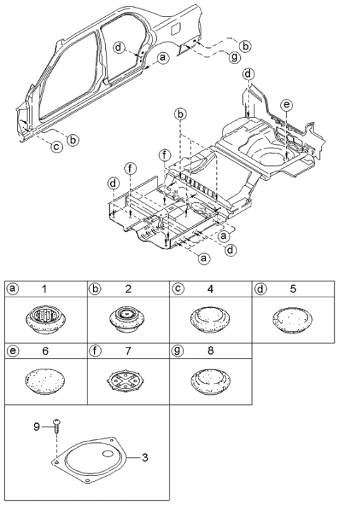 2004 Kia Spectra Cover-Floor Hole Diagram