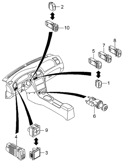 2004 Kia Spectra Dashboard Switches Diagram 1