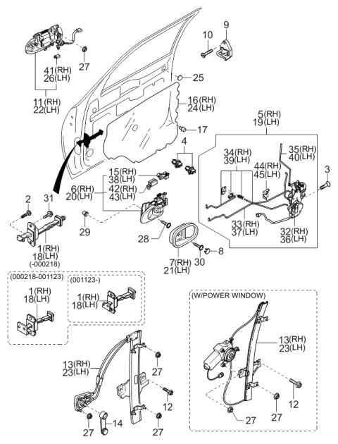 2003 Kia Spectra Mechanism-Front Door Diagram 2