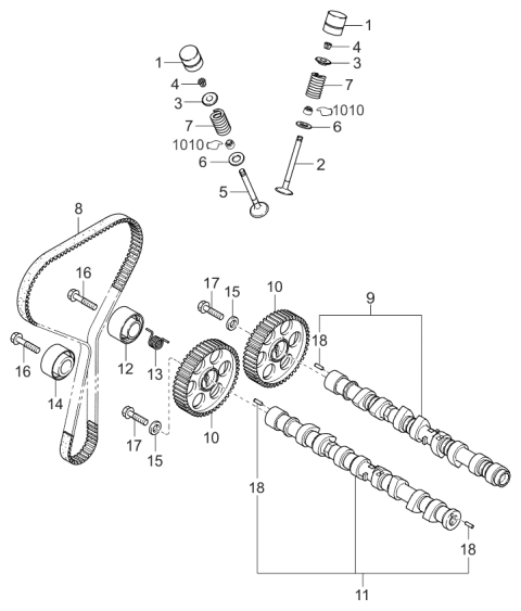 2001 Kia Spectra Camshaft Assembly-Exhaust Diagram for 0K24712440