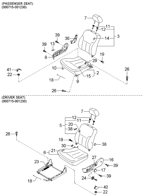 2001 Kia Spectra Seat-Front Diagram 3