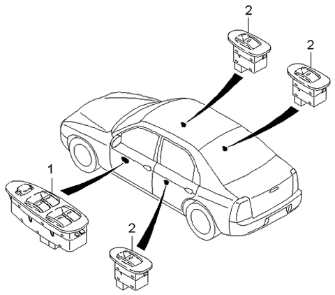 2002 Kia Spectra Power Window Switches Diagram 1