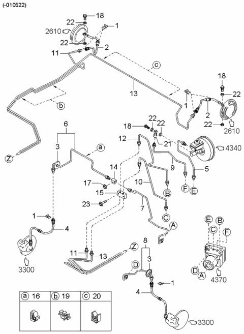 2002 Kia Spectra Front Flexible Hose Diagram for 0K2CA43980D