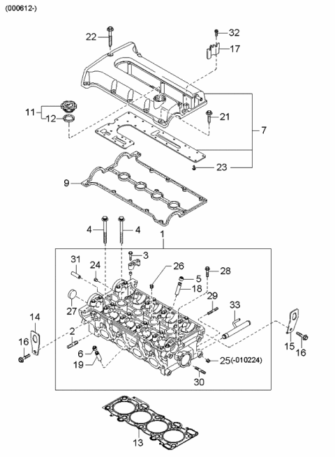 2003 Kia Spectra Cylinder Head & Cover Diagram 3