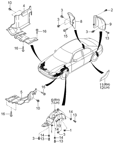 2001 Kia Spectra Guard-Mud, Rear, LH Diagram for 0K2B156281A