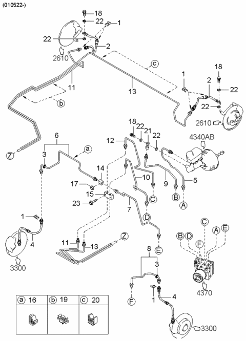 2001 Kia Spectra Brake Pipings Diagram 4