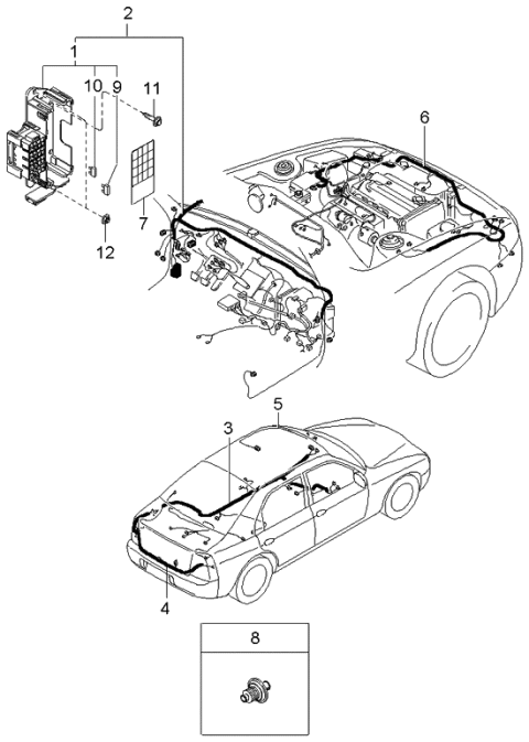 2000 Kia Spectra Wiring Harness-Front & Rear Diagram 1