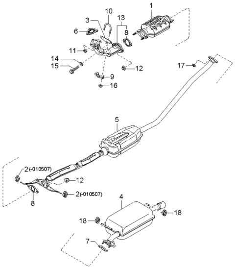 2004 Kia Spectra Front Pipe Assembly Diagram for 0K2NB40500