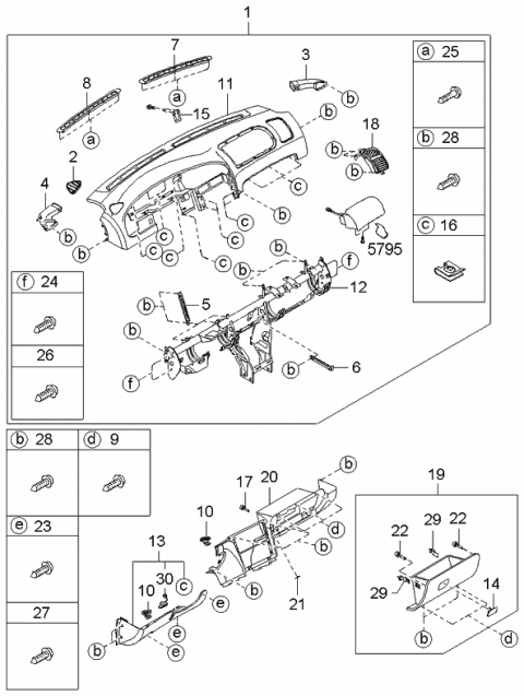2001 Kia Spectra Grille-Defroster,LH Diagram for 0K2A16079596