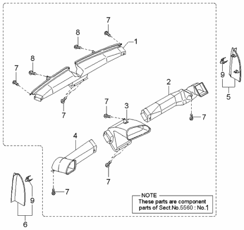 2004 Kia Spectra Cover Assembly-Side Diagram for 0K2A164950B96